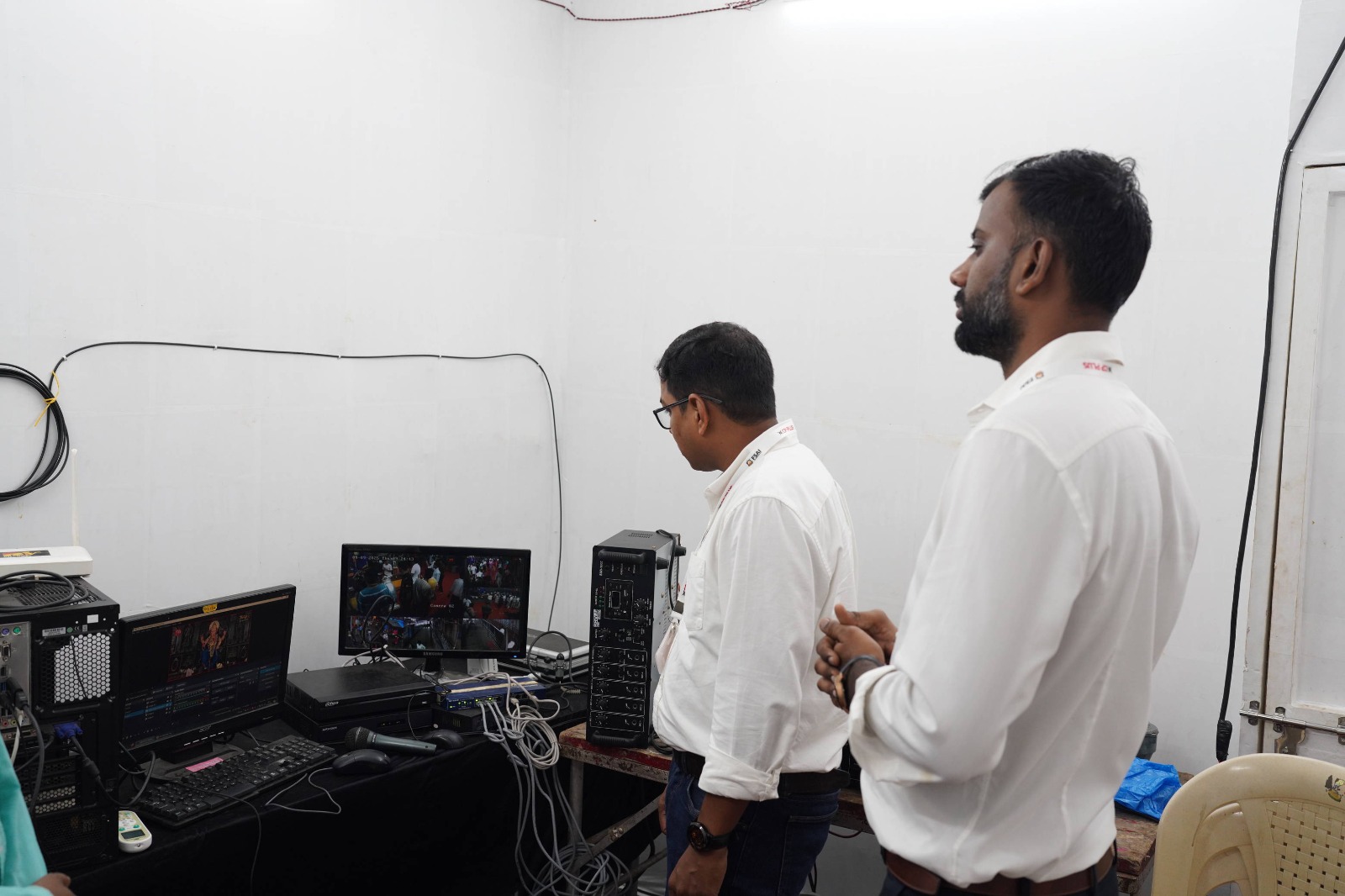 Security surveillance monitoring room being inspected